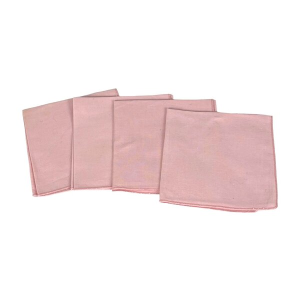 Vintage Set of 4 Pink Linen Cocktail Luncheon Napkins - Picture 1 of 8